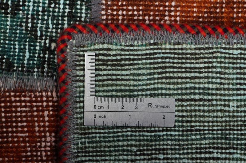 Håndknyttet patchwork tæppe uld / garn flerfarvet 182x241cm - Patchwork tæppe - Håndvævede tæpper