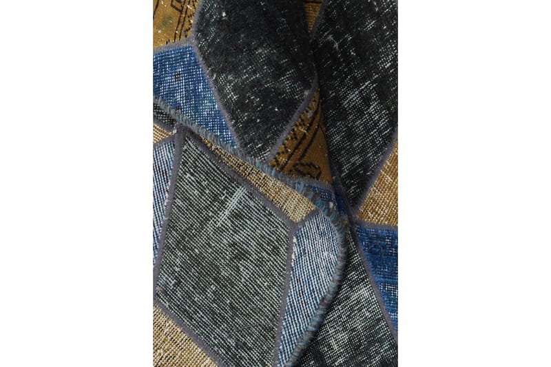Håndknyttet patchwork tæppe uld / garn flerfarvet 121x250cm - Patchwork tæppe - Håndvævede tæpper