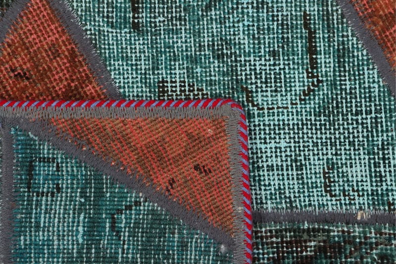 Håndknyttet patchwork tæppe uld / garn flerfarvet 142x227cm - Patchwork tæppe - Håndvævede tæpper