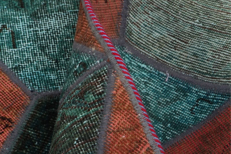 Håndknyttet patchwork tæppe uld / garn flerfarvet 142x227cm - Patchwork tæppe - Håndvævede tæpper