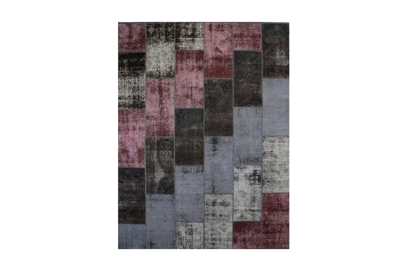 Håndknyttet patchwork tæppe uld / garn flerfarvet 185x245cm - Patchwork tæppe - Håndvævede tæpper