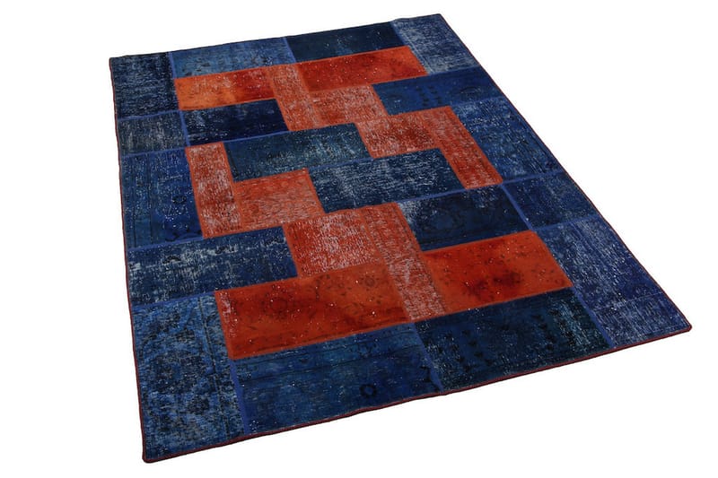 Håndknyttet patchwork tæppe uld / garn flerfarvet 181x243cm - Patchwork tæppe - H�åndvævede tæpper