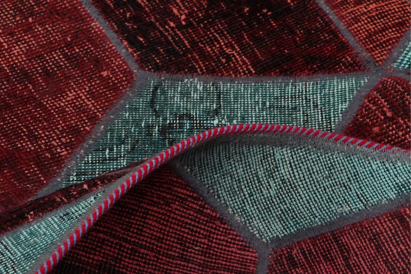 Håndknyttet patchwork tæppe uld / garn flerfarvet 180x245cm - Patchwork tæppe - Håndvævede tæpper