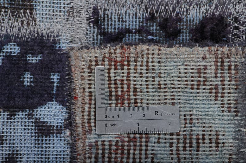 Håndknyttet patchwork tæppe uld / garn flerfarvet 167x232cm - Patchwork tæppe - Håndvævede tæpper