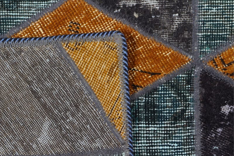Håndknyttet patchwork tæppe uld / garn flerfarvet 144x220cm - Patchwork tæppe - Håndvævede tæpper