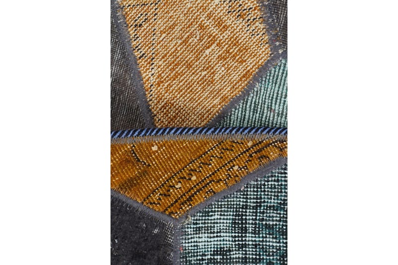 Håndknyttet patchwork tæppe uld / garn flerfarvet 144x220cm - Patchwork tæppe - Håndvævede tæpper