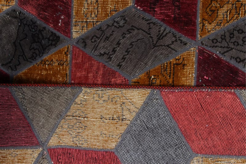 Håndknyttet patchwork tæppe uld / garn flerfarvet 176x245cm - Patchwork tæppe - Håndvævede tæpper