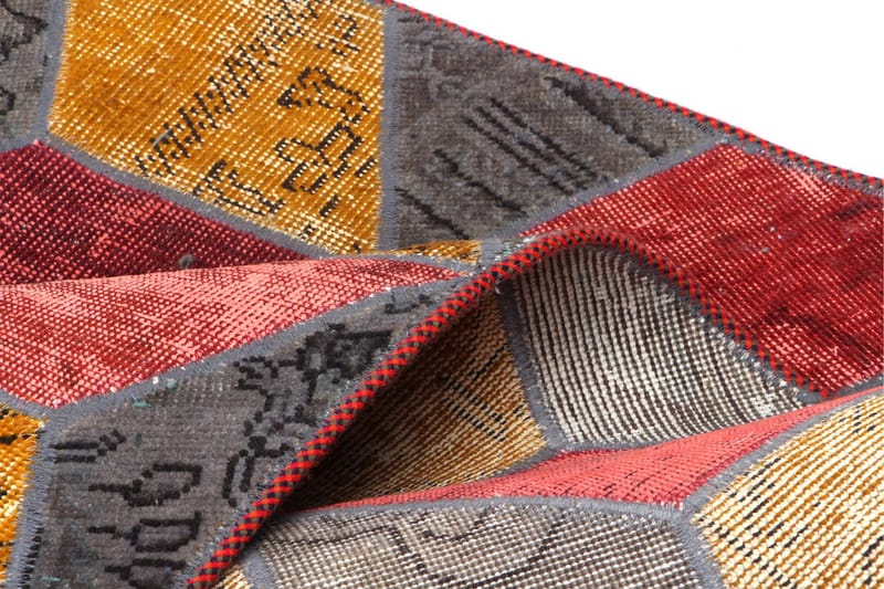 Håndknyttet patchwork tæppe uld / garn flerfarvet 176x245cm - Patchwork tæppe - Håndvævede tæpper