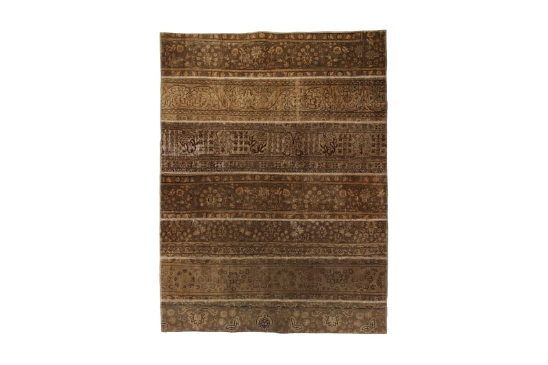 Håndknyttet patchwork tæppe uld / garn flerfarvet 193x259cm - Patchwork tæppe - Håndvævede tæpper