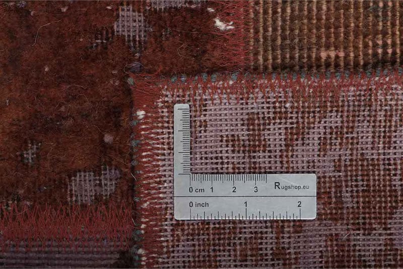 Håndknyttet patchwork tæppe uld / garn flerfarvet 175x229cm - Patchwork tæppe - Håndvævede tæpper