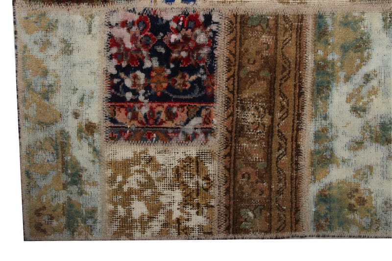 Håndknyttet patchwork tæppe uld / garn flerfarvet 160x228cm - Patchwork tæppe - Håndvævede tæpper