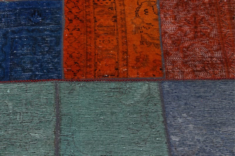 Håndknyttet patchwork tæppe uld / garn flerfarvet 181x241cm - Patchwork tæppe - Håndvævede tæpper
