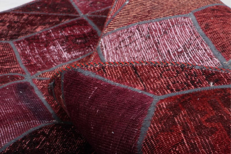 Håndknyttet patchwork tæppe uld / garn flerfarvet 178x243cm - Patchwork tæppe - Håndvævede tæpper