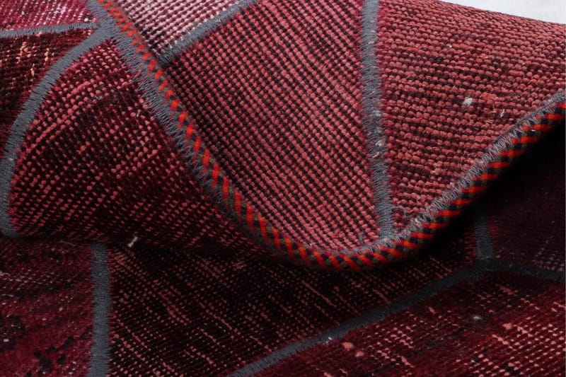 Håndknyttet patchwork tæppe uld / garn flerfarvet 178x243cm - Patchwork tæppe - Håndvævede tæpper