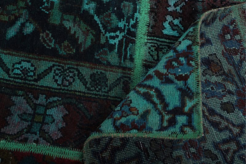 Håndknyttet patchwork tæppe uld / garn flerfarvet 167x220cm - Patchwork tæppe - Håndvævede tæpper
