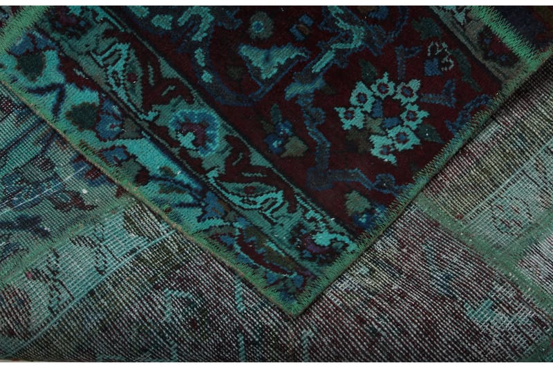 Håndknyttet patchwork tæppe uld / garn flerfarvet 167x220cm - Patchwork tæppe - Håndvævede tæpper