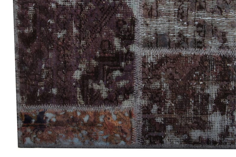 Håndknyttet patchwork tæppe uld / garn flerfarvet 169x232cm - Patchwork tæppe - Håndvævede tæpper