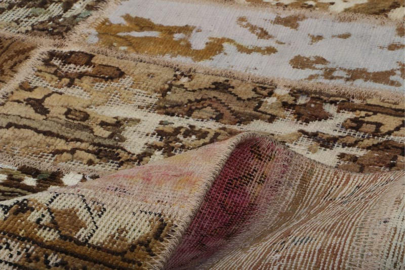 Håndknyttet patchwork tæppe uld / garn flerfarvet 169x235cm - Patchwork tæppe - Håndvævede tæpper