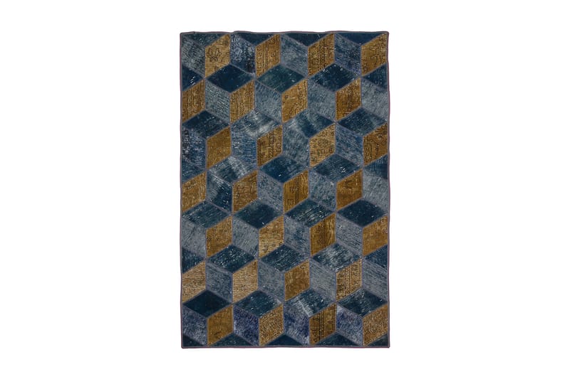 Håndknyttet patchwork tæppe uld / garn flerfarvet 142x217cm - Patchwork tæppe - Håndvævede tæpper