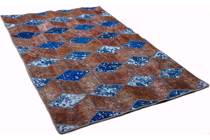 Håndknyttet patchwork tæppe uld / garn flerfarvet 145x216cm - Patchwork tæppe - H�åndvævede tæpper