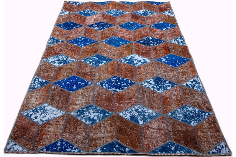 Håndknyttet patchwork tæppe uld / garn flerfarvet 145x216cm - Patchwork tæppe - Håndvævede tæpper