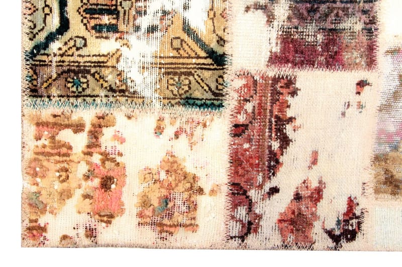 Håndknyttet Persisk lappetæppe 168x223 cm - Beige / brun - Patchwork tæppe