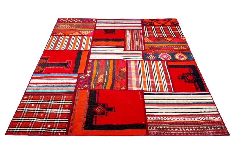 Håndknyttet Persisk lappetæppe 157x200 cm - Flerfarvet - Patchwork tæppe