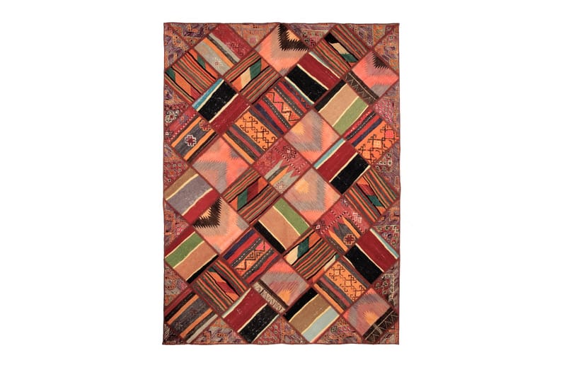 Håndknyttet persisk Patchwork Uldtæppe 167x231 cm Garn - Flerfarvet - Patchwork tæppe