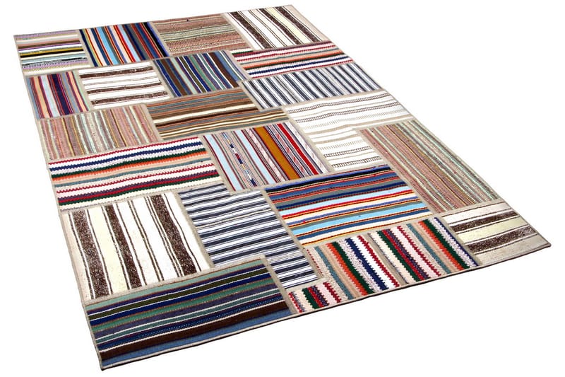 Håndknyttet Persisk lappetæppe 138x203 cm - Flerfarvet - Patchwork tæppe