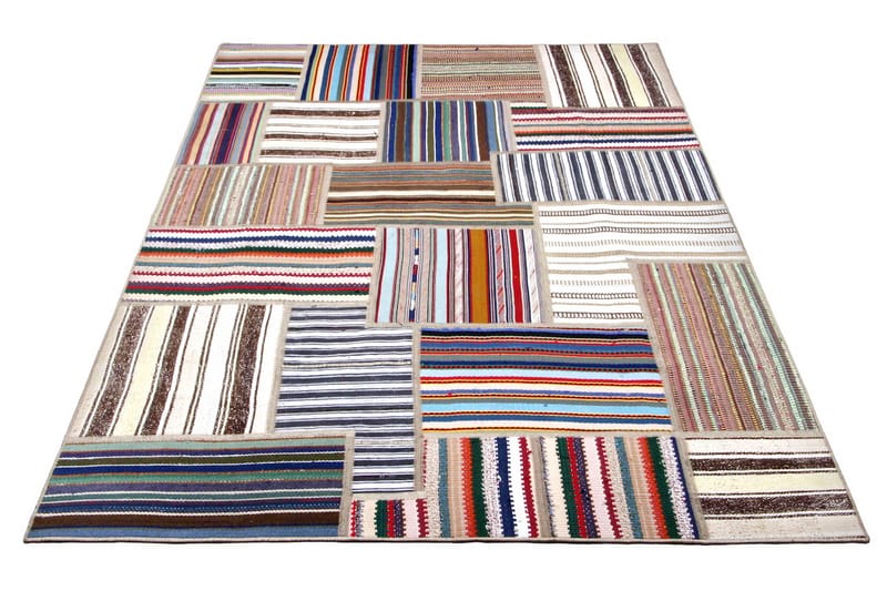 Håndknyttet Persisk lappetæppe 138x203 cm - Flerfarvet - Patchwork tæppe