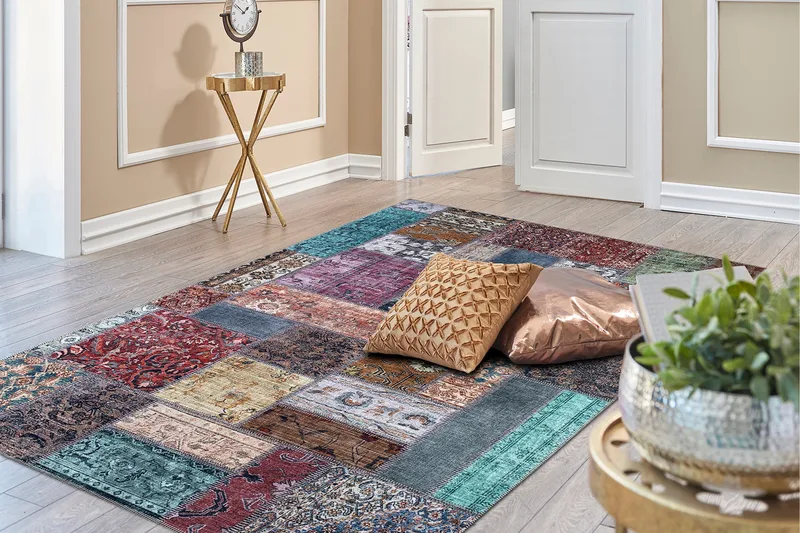 Patchham Patchworktæppe 160x230 cm - Flerfarvet - Tekstiler - Tæpper - Orientalske tæpper - Patchwork tæppe