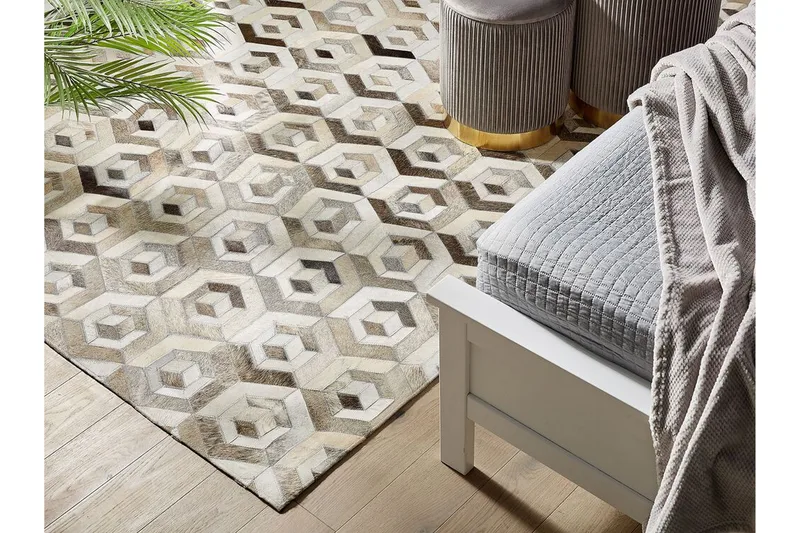 Tavak Tæppe 140x200 cm - Læder/Beige/Brun - Tekstiler - Tæpper - Orientalske tæpper - Patchwork tæppe