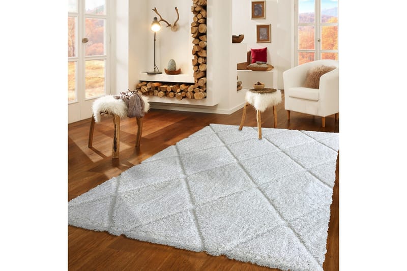 Ruby Tæppe 80x150 cm, Hvid/Shagpile