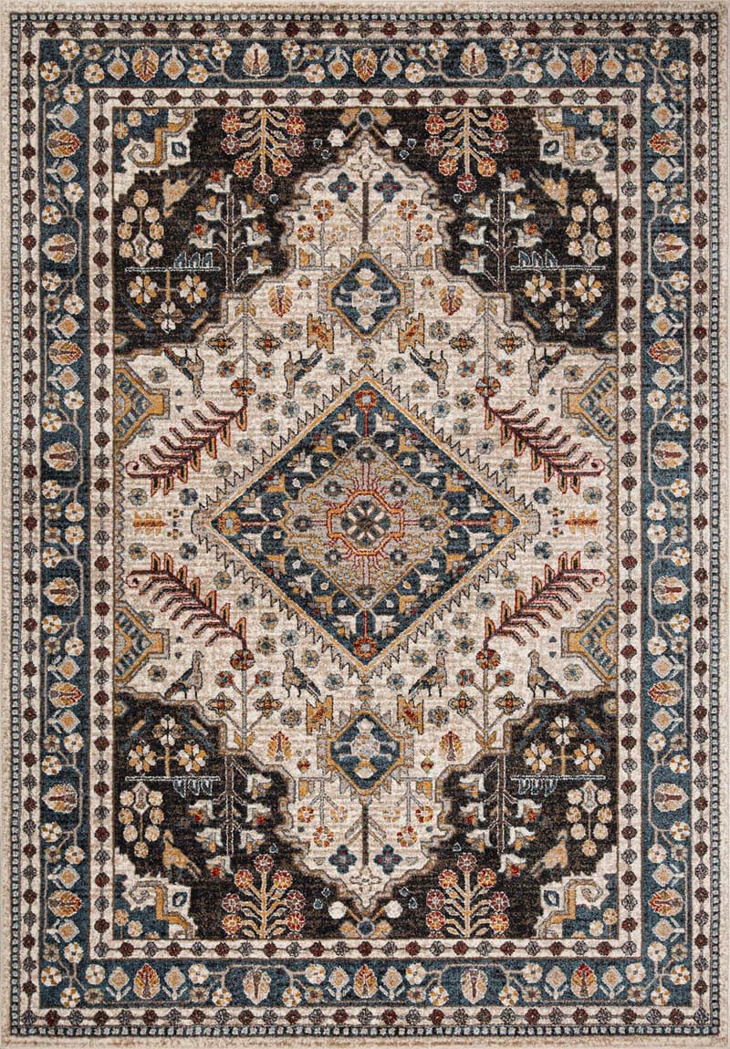 Tæppe Yelvi 133x190 cm, Blå/Beige