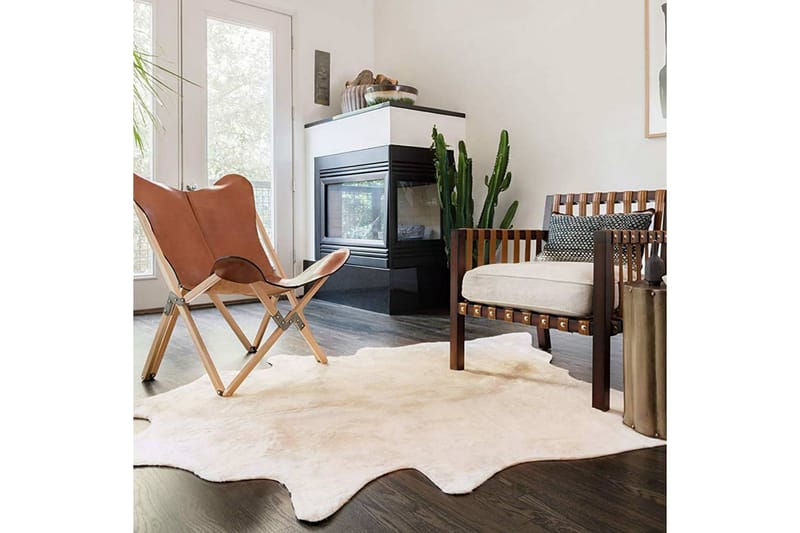 gulvtæppe i ægte koskind 150 x 170 cm beige - Tekstiler - Tæpper - Pels & skindtæpper