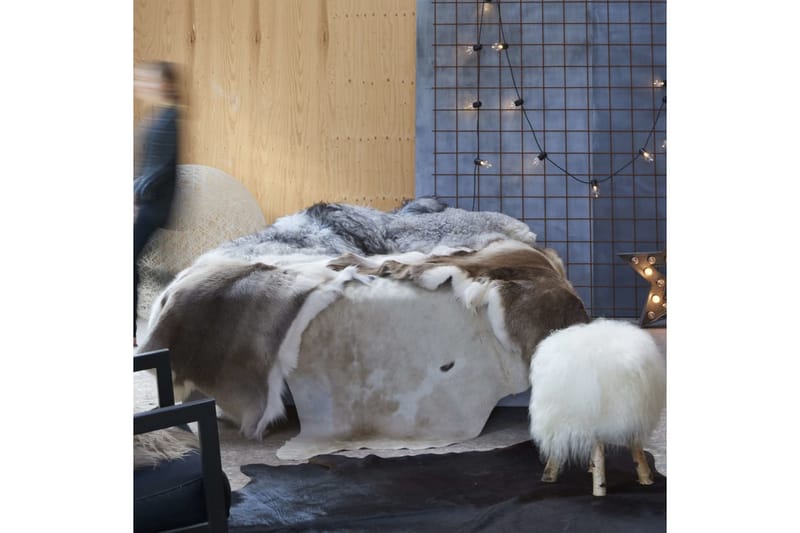 gulvtæppe i ægte koskind 150 x 170 cm brun og hvid - Tekstiler - Tæpper - Pels & skindtæpper