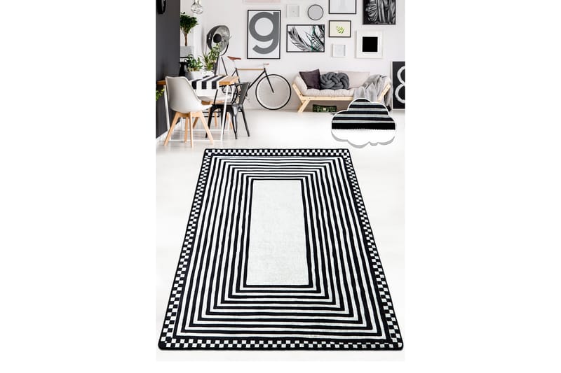 Chilai Tæppe 80x120 cm - Sort/Hvid - Tekstiler - Tæpper - Små tæpper