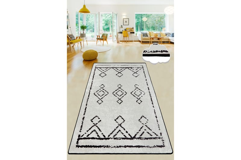 Chilai Tæppe 80x300 cm - Sort/Hvid - Wiltontæpper - Små tæpper - Mønstrede tæpper