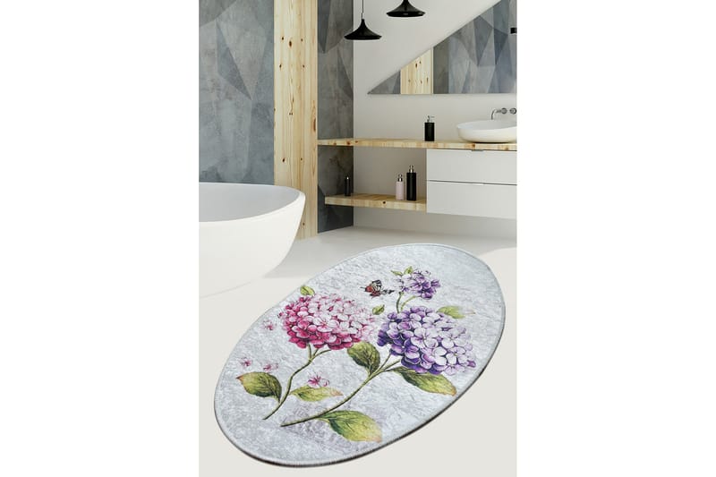 Doluca Tæppe Oval 60x90 cm - Flerfarvet/Velour - Tekstiler - Tæpper - Små tæpper