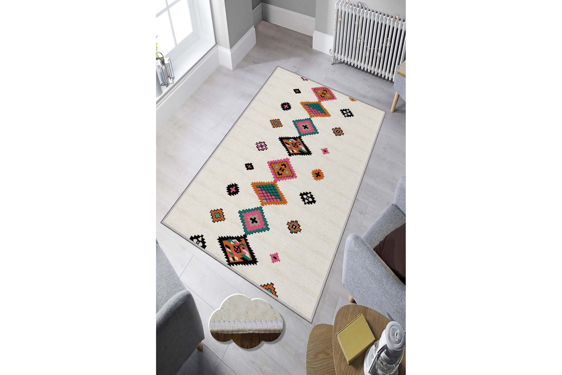 Homefesto Tæppe 60x100 cm - Multifarvet - Tekstiler - Tæpper - Moderne tæppe - Wiltontæpper