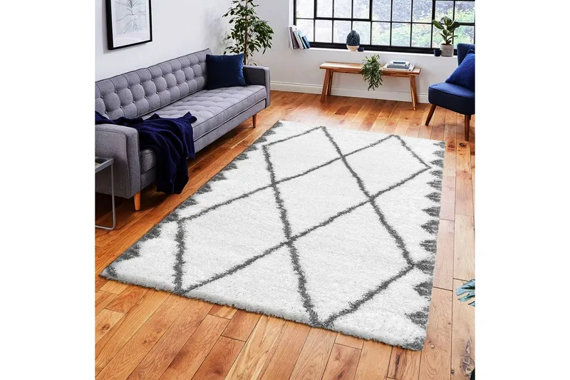 Irubhi Tæppe 80x150 cm - Hvid/Grå - Tekstiler - Tæpper - Moderne tæppe - Wiltontæpper