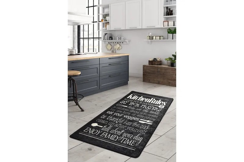 Kuhinja Entrémåtte 80x200 cm, Sort/Velour