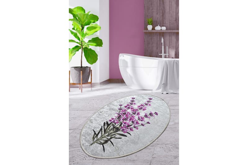 Lafenda Tæppe Oval 60x90 cm - Flerfarvet/Velour - Tekstiler - Tæpper