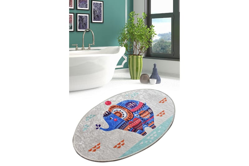 Merabe Tæppe Oval 60x90 cm - Flerfarvet/Velour - Tekstiler - Tæpper - Små tæpper