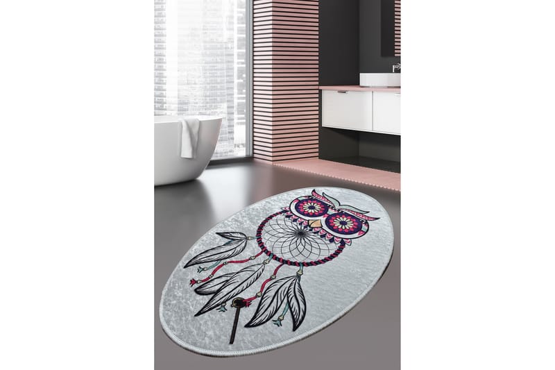 Sanjati Tæppe Oval 60x90 cm - Flerfarvet/Velour - Tekstiler - Tæpper - Små tæpper