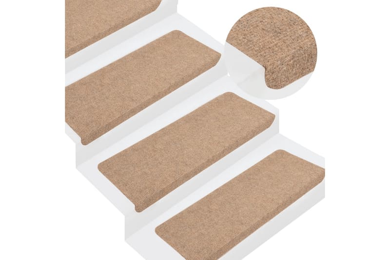 beBasic selvklæbende trappemåtter 15 stk. 65x28 cm beige - Beige - Trappetrins tæpper