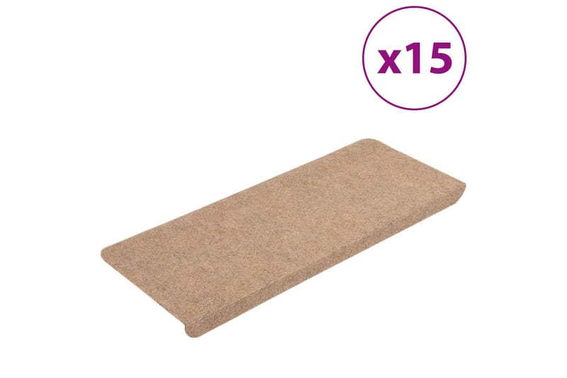 beBasic selvklæbende trappemåtter 15 stk. 65x28 cm beige - Beige - Trappetrins tæpper