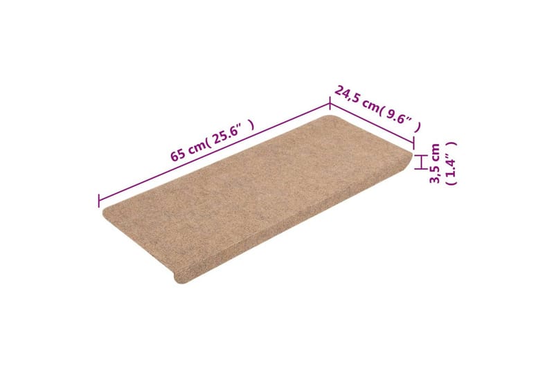 beBasic selvklæbende trappemåtter 15 stk. 65x28 cm beige - Beige - Tekstiler - Tæpper - Specialmåtte - Trappetrins tæpper