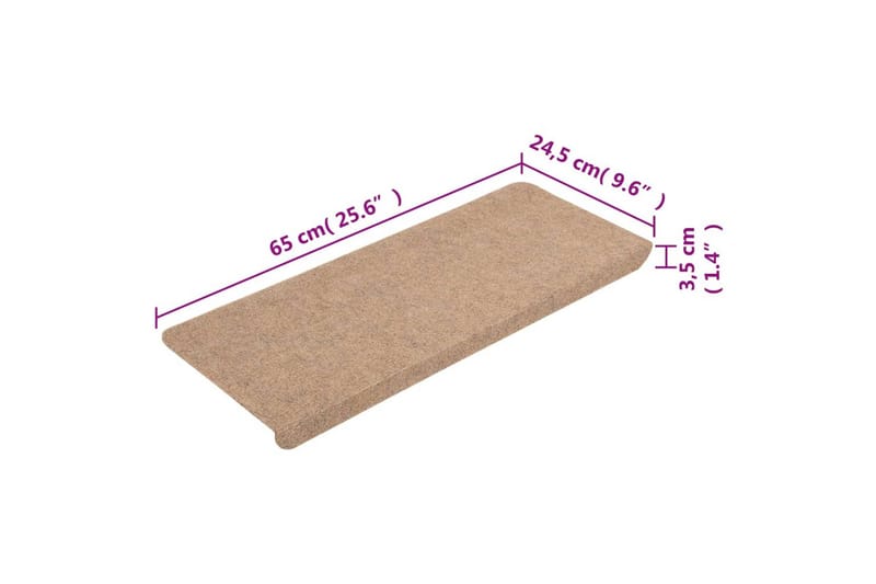 beBasic selvklæbende trappemåtter 15 stk. 65x28 cm beige - Beige - Trappetrins tæpper