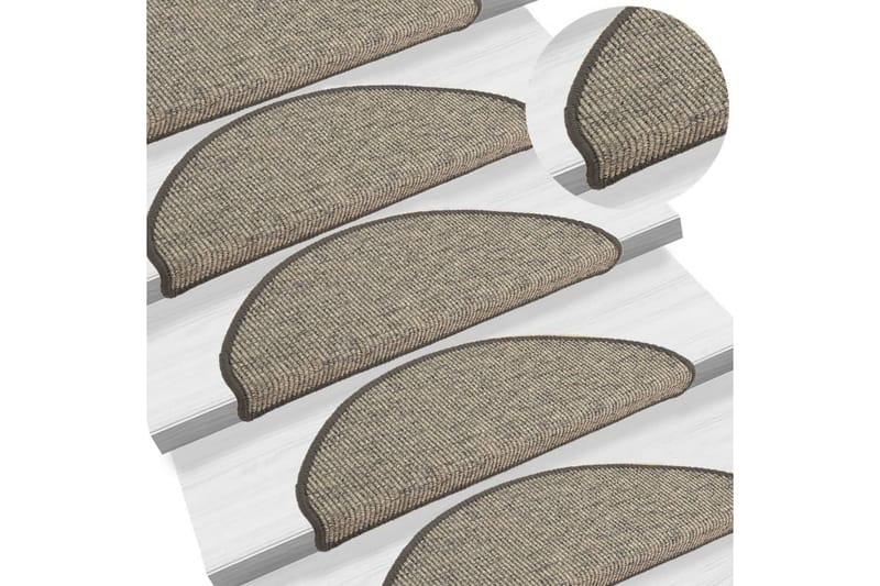 beBasic selvklæbende trappetrinsmåtter 15 stk. 65x25 cm grå og beige - Beige - Trappetrins tæpper